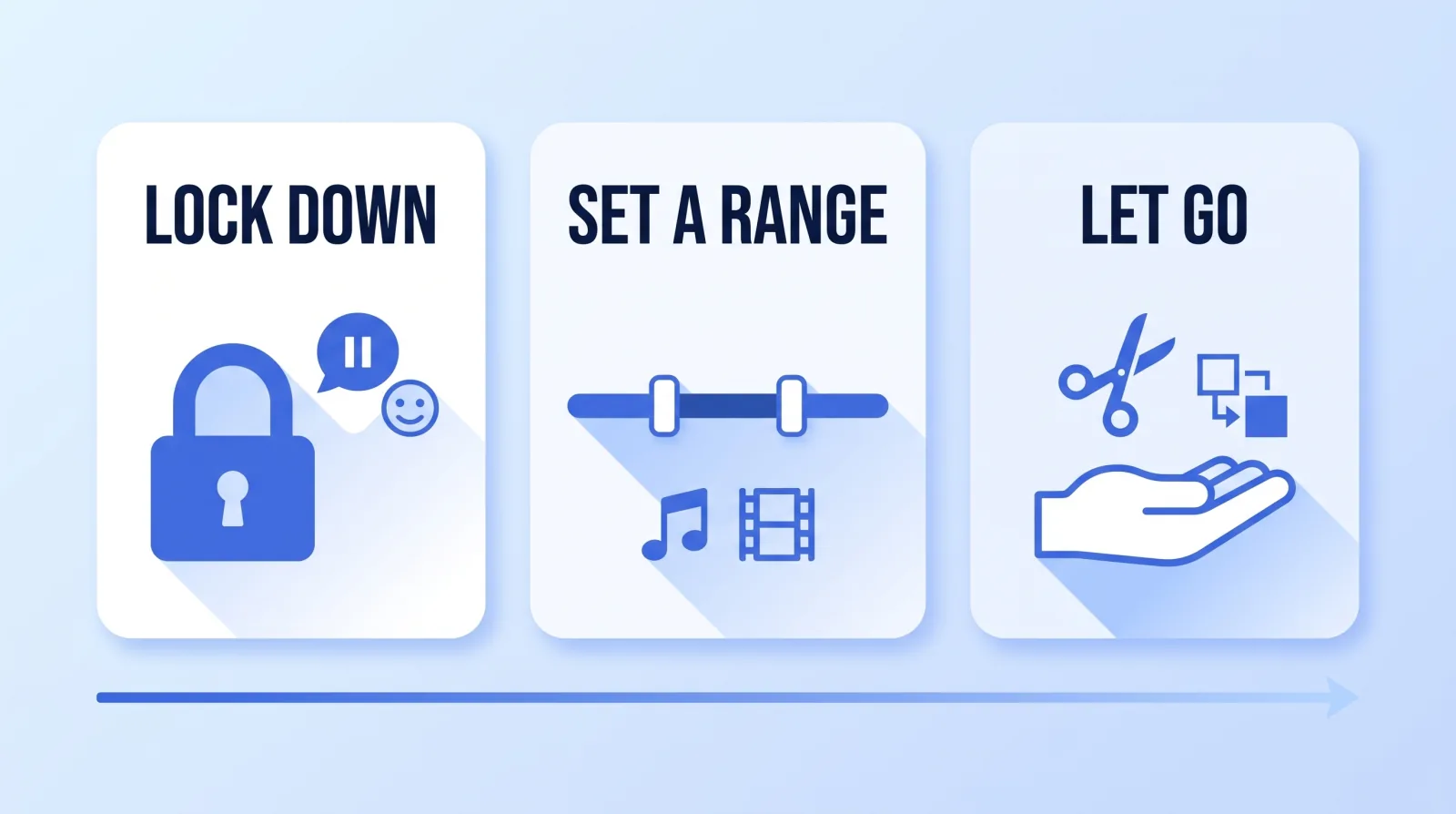 Lock down the personality moments that define the channel, set a tolerance range for taste calls like music and B-roll, and let go of craft decisions such as exact cut points and transitions.