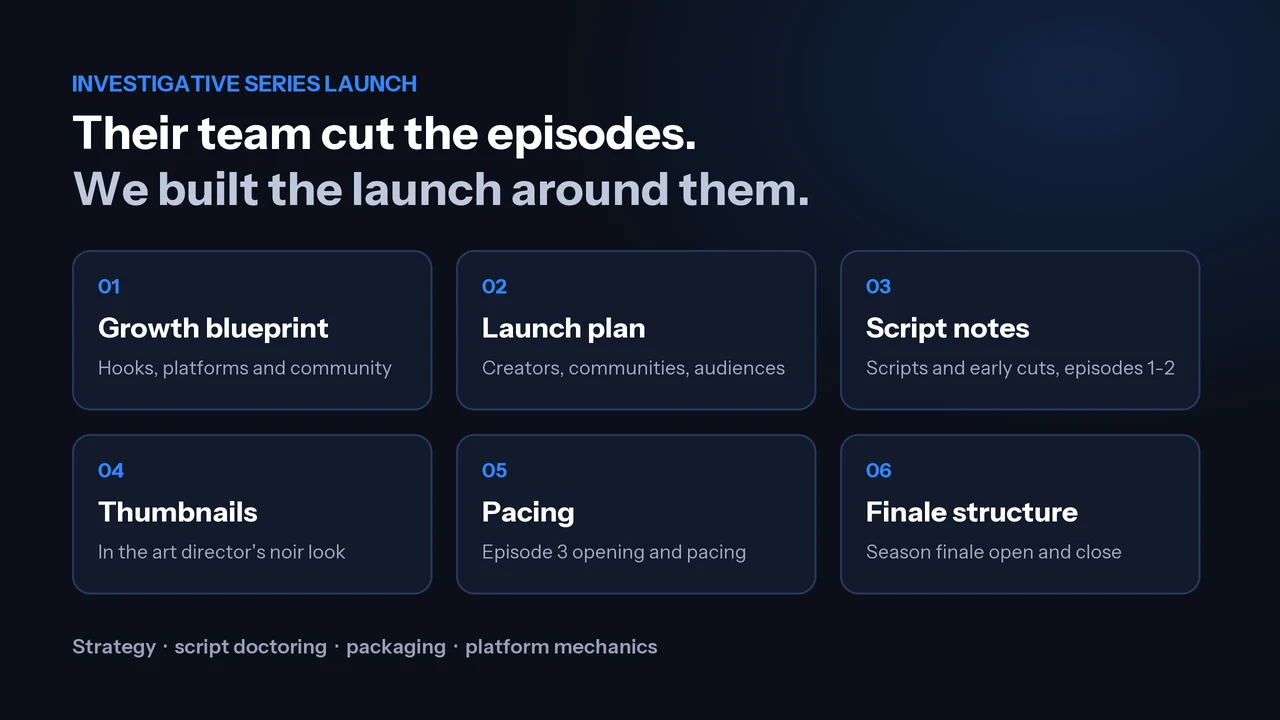 The six workstreams of the investigative series launch