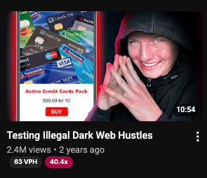 Testing Illegal Dark Web Hustles — 2.4M views — thumbnail designed by Mark Studios