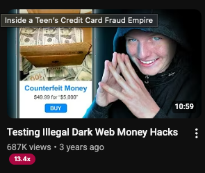 Testing Illegal Dark Web Money Hacks — 687K views — YouTube thumbnail designed by Mark Studios