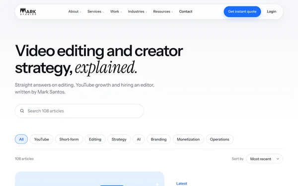 The Mark Studios blog index, written and published in-house