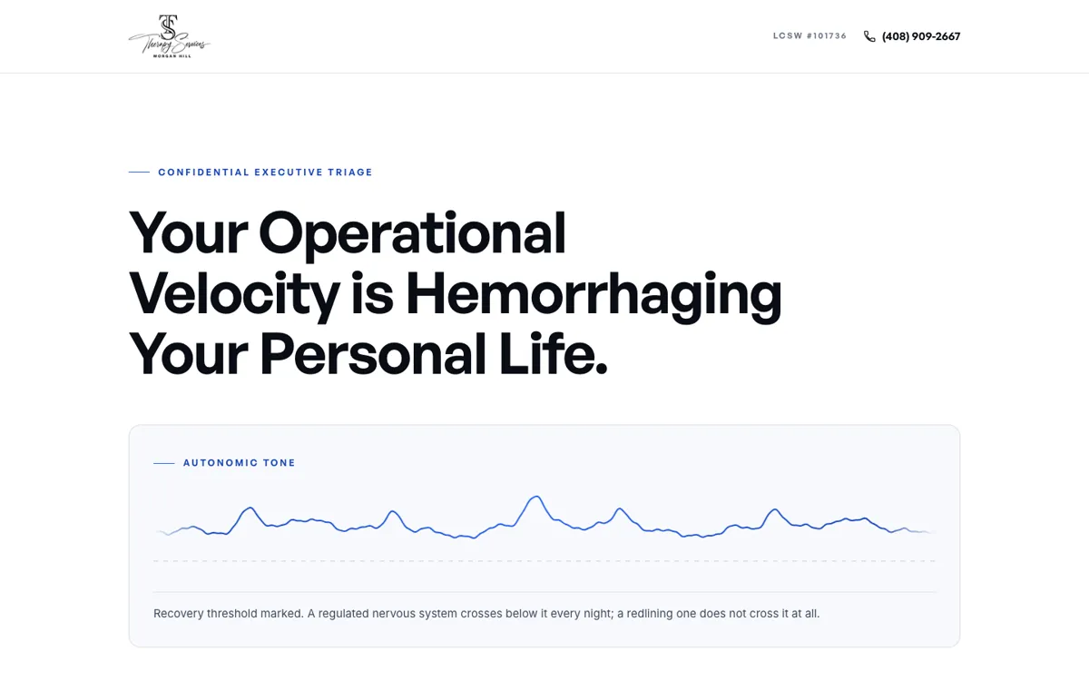 Executive Burnout Triage — clinical landing page for Therapy Services Morgan Hill