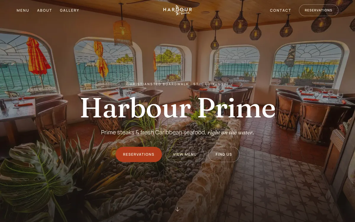 Harbour Prime restaurant homepage