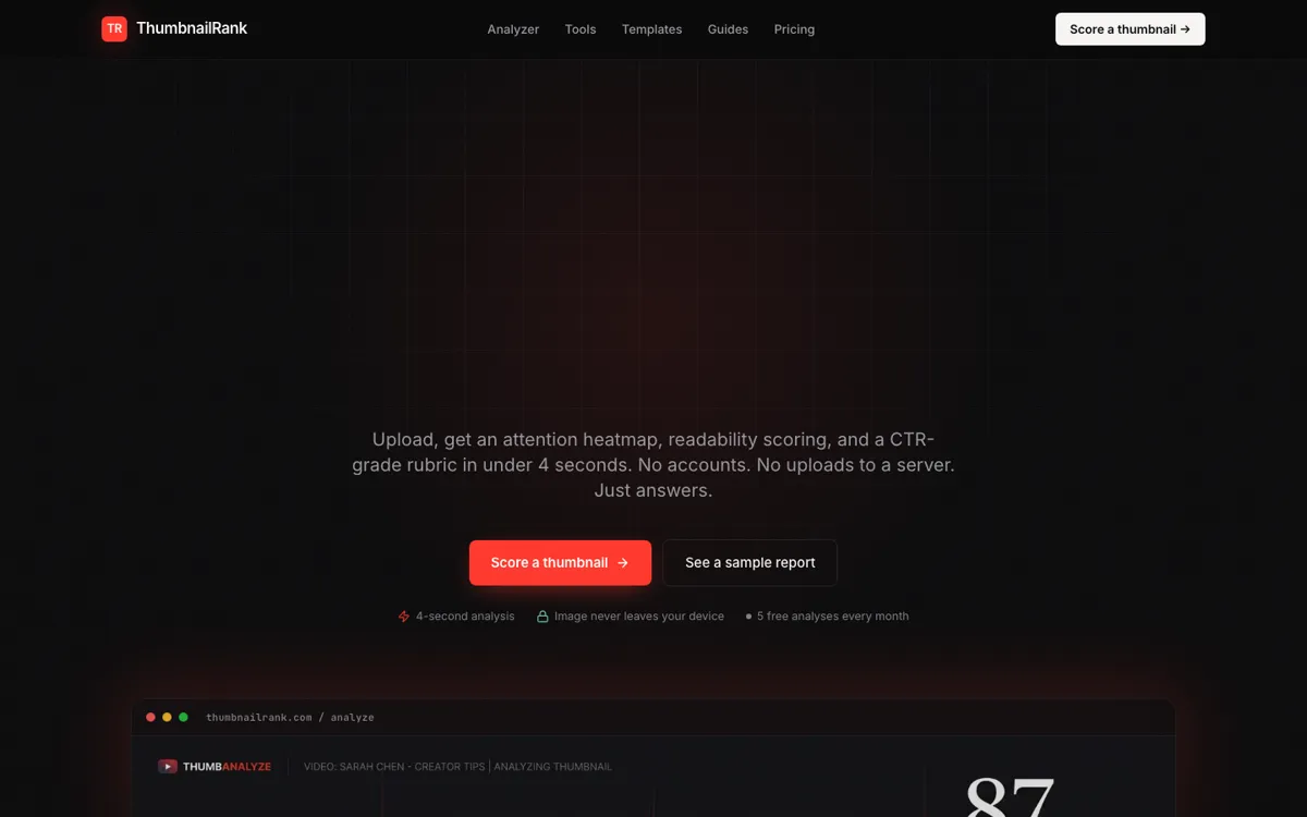 ThumbnailRank — AI YouTube thumbnail analyzer