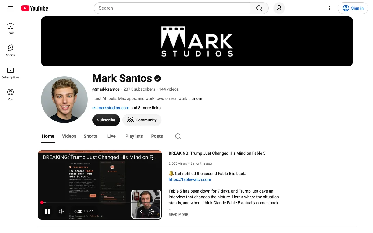 Mark Santos channel screenshot