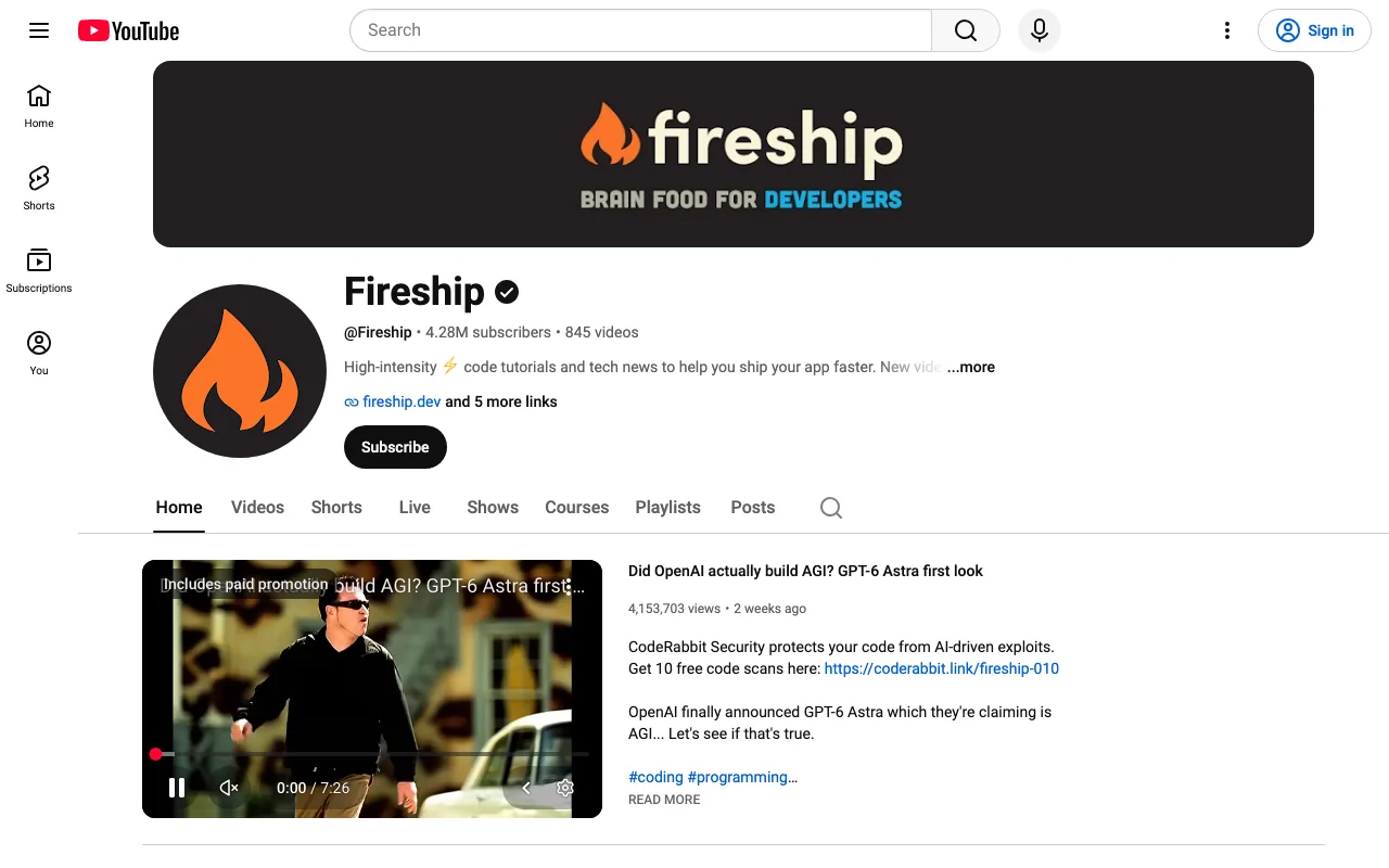 Fireship channel screenshot
